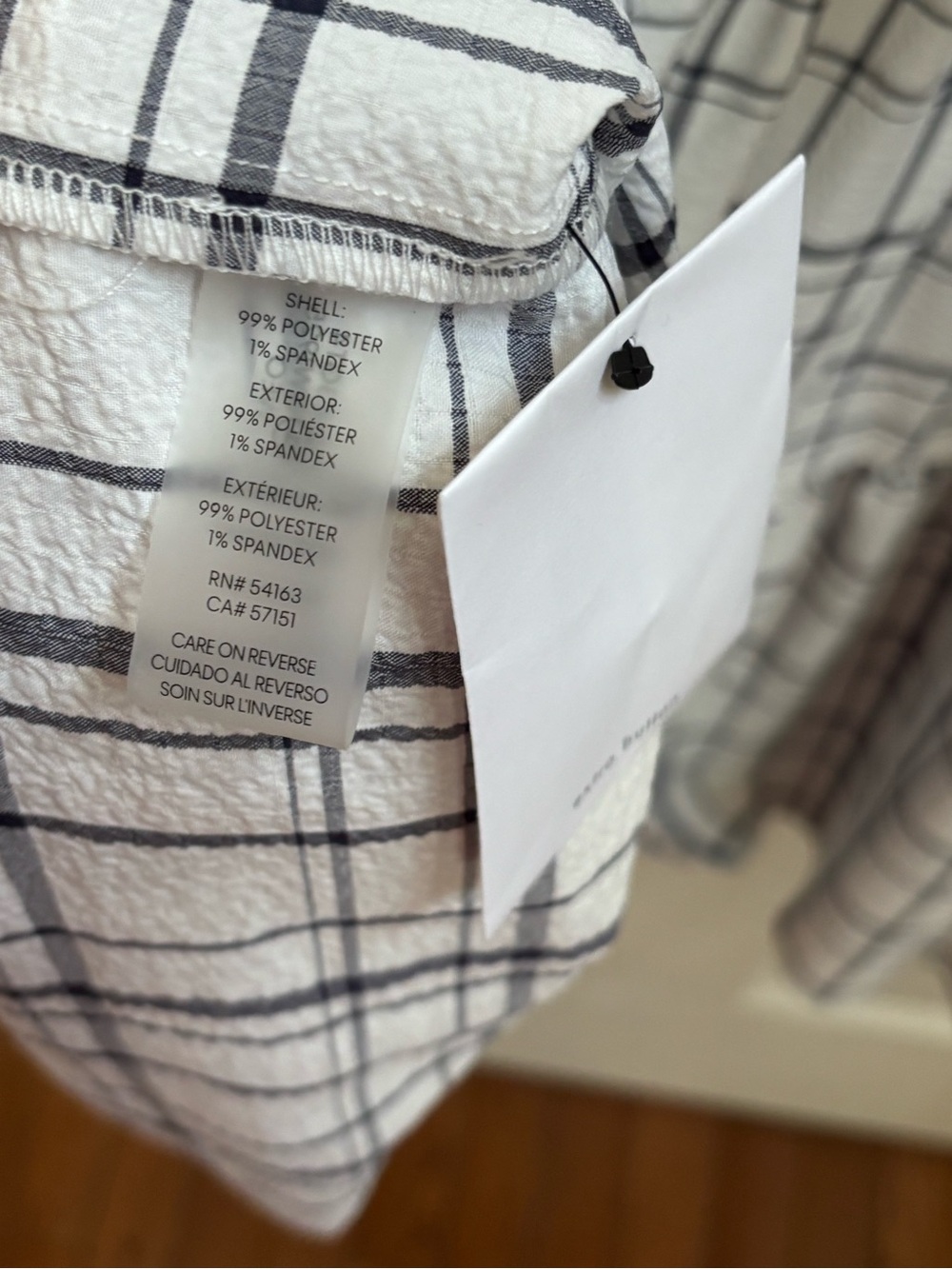 Calvin Klein Plaid Tiered Midi Dress in White and Bluish Gray, Size 12, NWOT - Picture 5 of 5